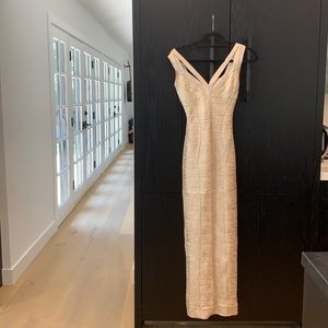 Gold, Sweetheart Neckline, Long Dress